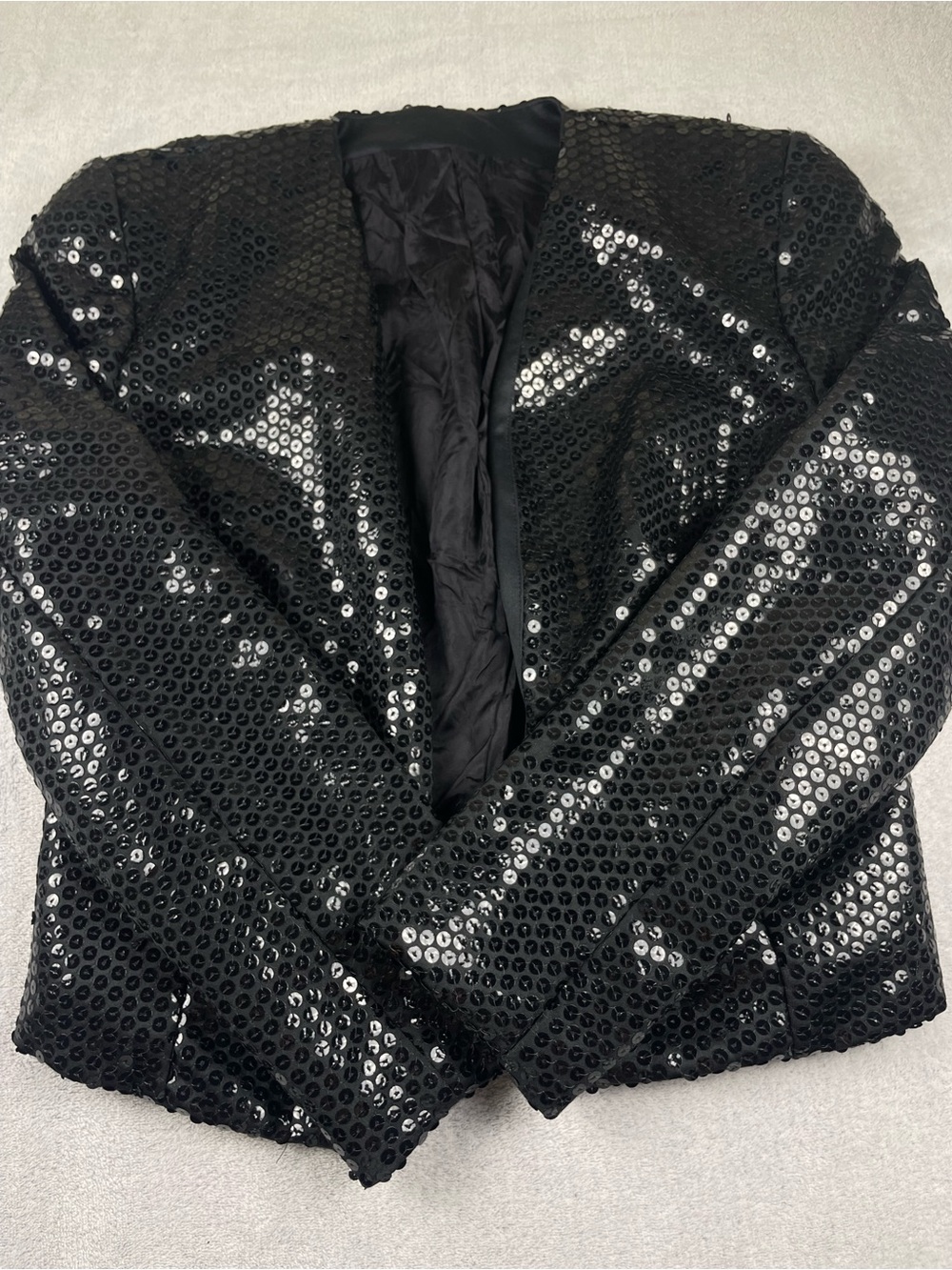 Black Sequin Women's Blazer Jacket - Elegant Evening Coat - Picture 1 of 7